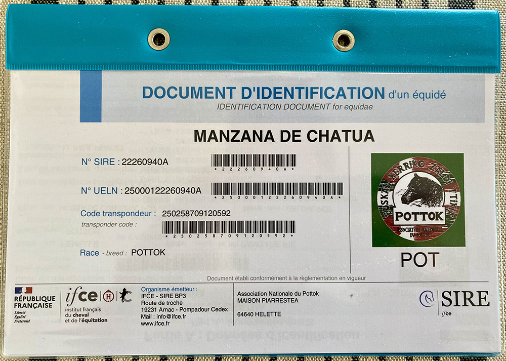 Document d’identification Pottok